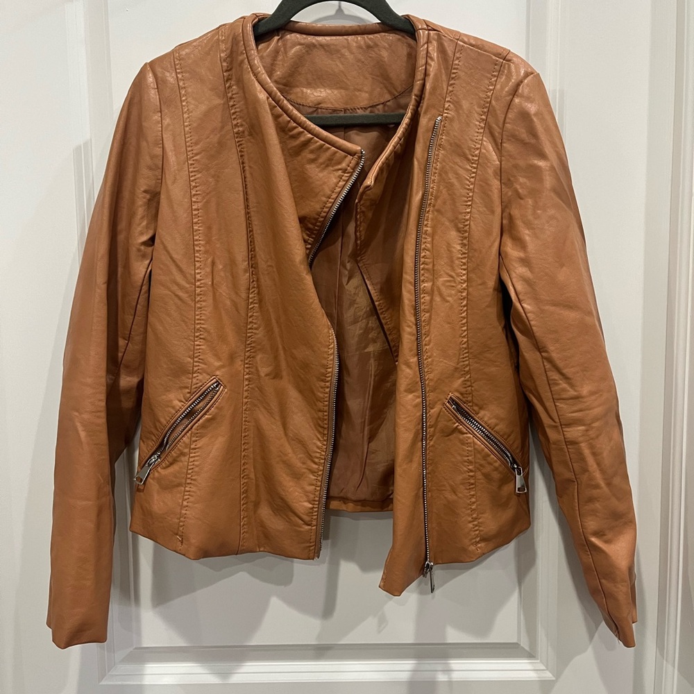 Chestnut authentic leather bomber jacket italian
